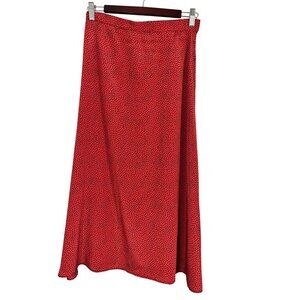 Retro Polka Dot Maxi Skirt Red S Classic Chic Preppy Colorful Artsy Boho Indie